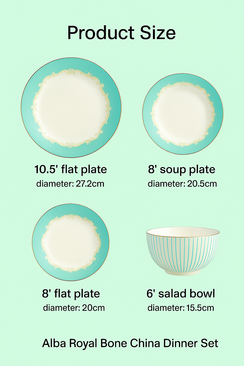 alba royal bone china dinner product size image