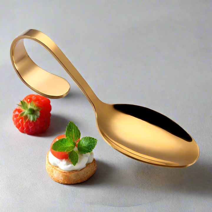 Luxe Curvy Kleine Canapés-Löffel aus Edelstahl