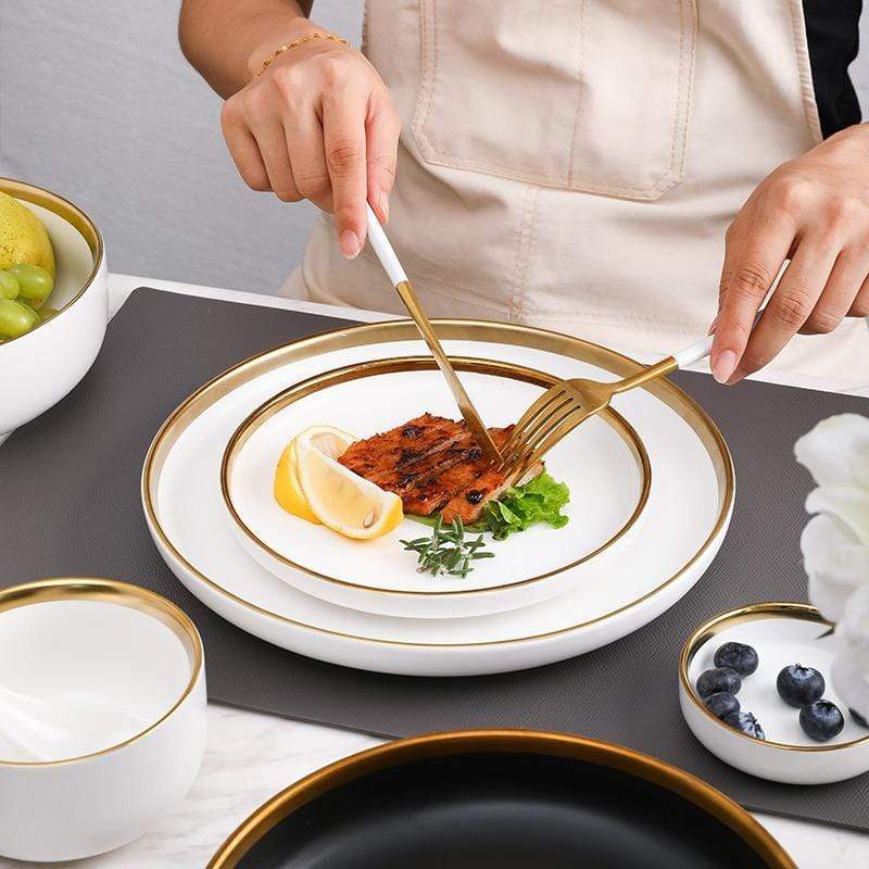 Elegance Blanche Ceramic Plates and Bowls - KitchBoom