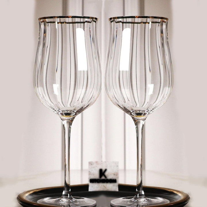 Elegance Gold Handmade Crystal Wine Glasses - Set of Two - KitchBoom