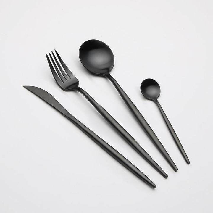 Essential Luxury Black Cutlery Set - 24 Piece - KitchBoom