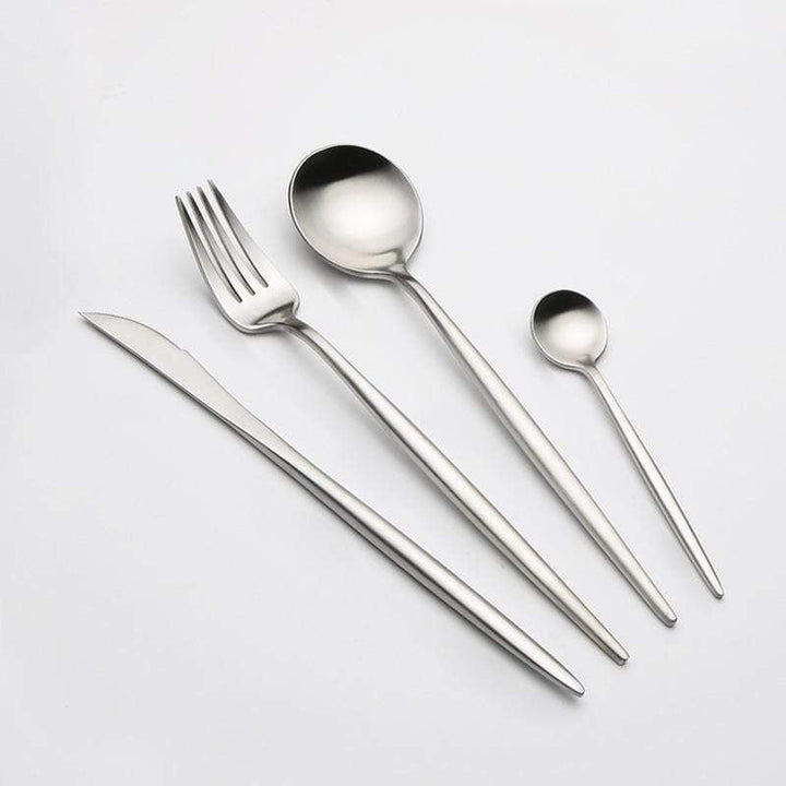 Essential Luxury Silver Cutlery Set - 24 Piece - KitchBoom