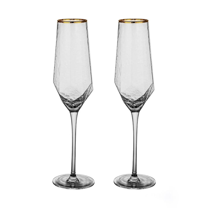 Gilded Fine Crystal Champagne Glasses - Set of Two - KitchBoom