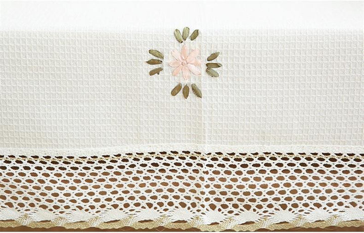 La Florale White Cotton Tablecloth - KitchBoom