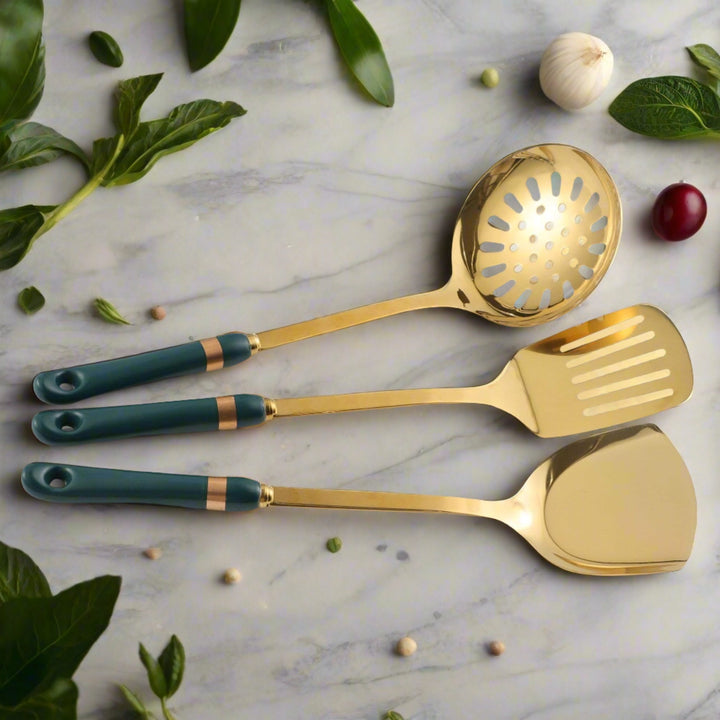 Posh Luxe Ceramic Utensil Set - Green - KitchBoom