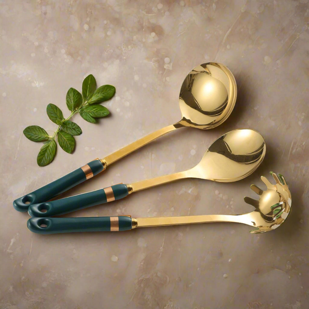 Posh Luxe Ceramic Utensil Set - Green - KitchBoom