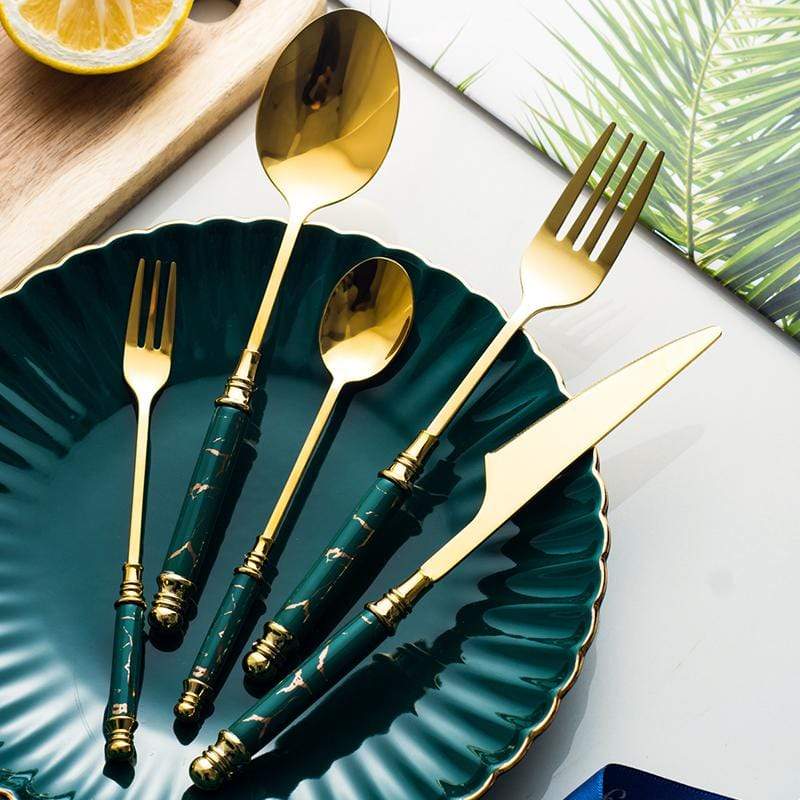 The British Luxury Marble Cutlery Set - 5 Pieces - 3 Colours | KitchBoom.