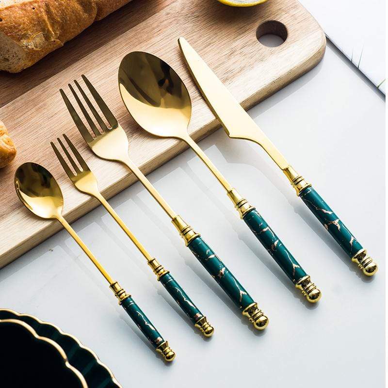 The British Luxury Marble Cutlery Set - 5 Pieces - 3 Colours | KitchBoom.