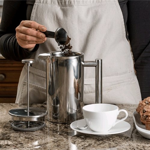 The Contemporary Pure Stainless Steel Cafetiere - 2 Sizes | KitchBoom.