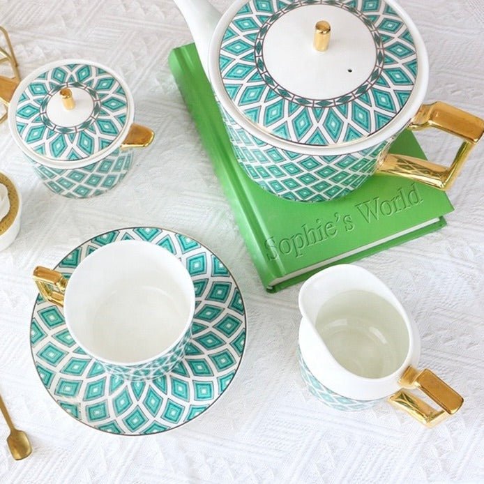 The Edwardian Emerald Bone China Tea Set Coffee & Tea Sets KitchBoom
