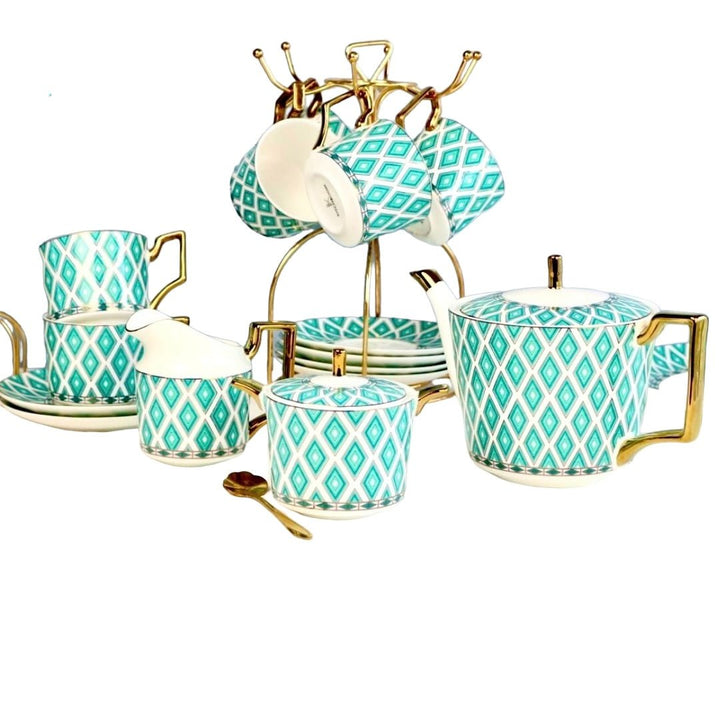 The Edwardian Emerald Bone China Tea Set - KitchBoom