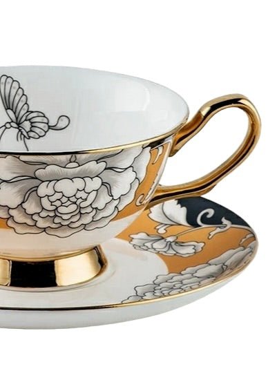 Yellow Sapphire Bone China Teacup and Saucer - KitchBoom